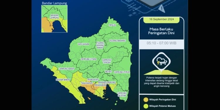 Hujan Masih Berpotensi Mengguyur Wilayah Lampung 