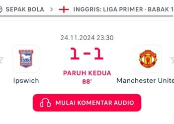 Ipswich Tahan Imbang MU di Babak Pertama