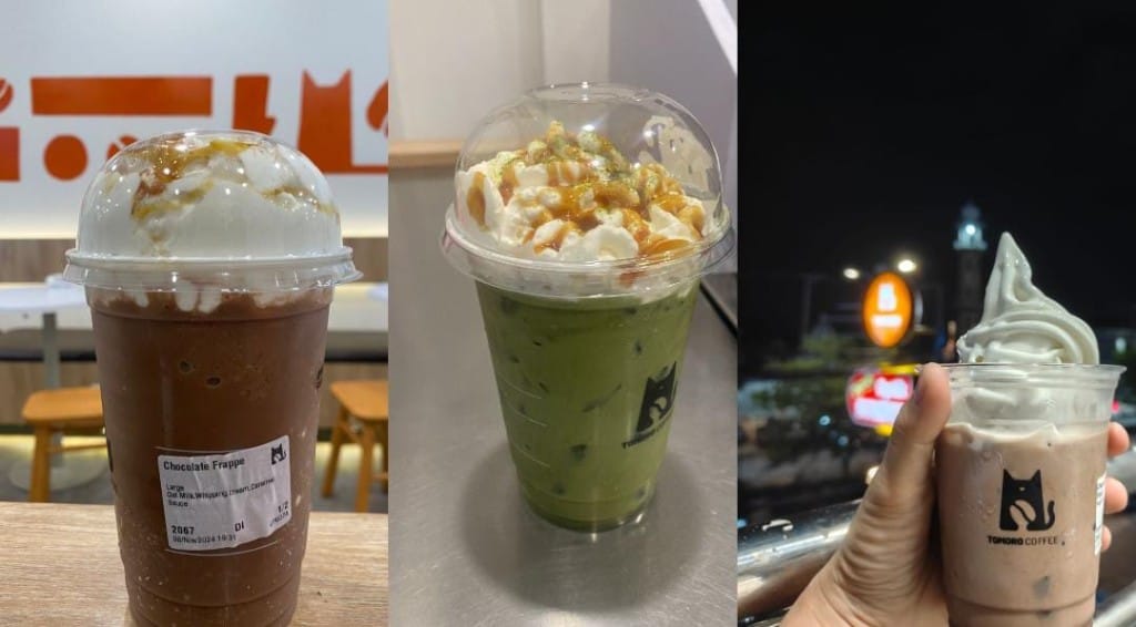 Varian menu minuman di Tomoro Coffee.