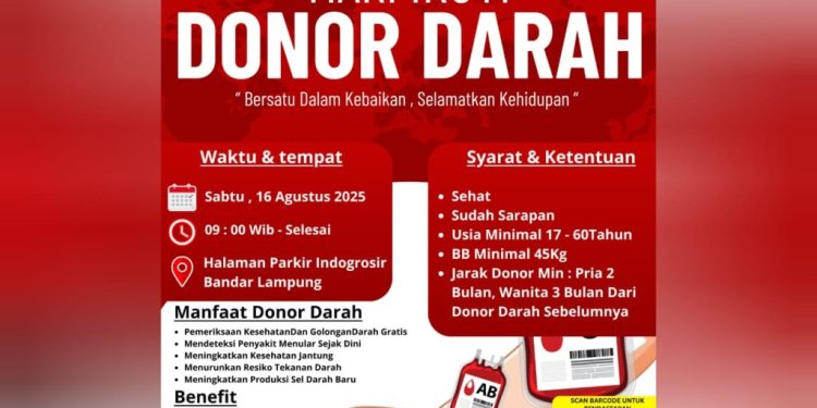 Indogrosir dan UKM KSR PMI Unit Unila Gelar Donor Darah