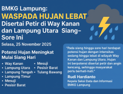 Lampung Bakal Hujan Siang dan Sore Hari