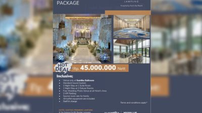 Hotel Santika Premiere Lampung Tawarkan Paket Venue Pernikahan Mulai Rp45 Juta