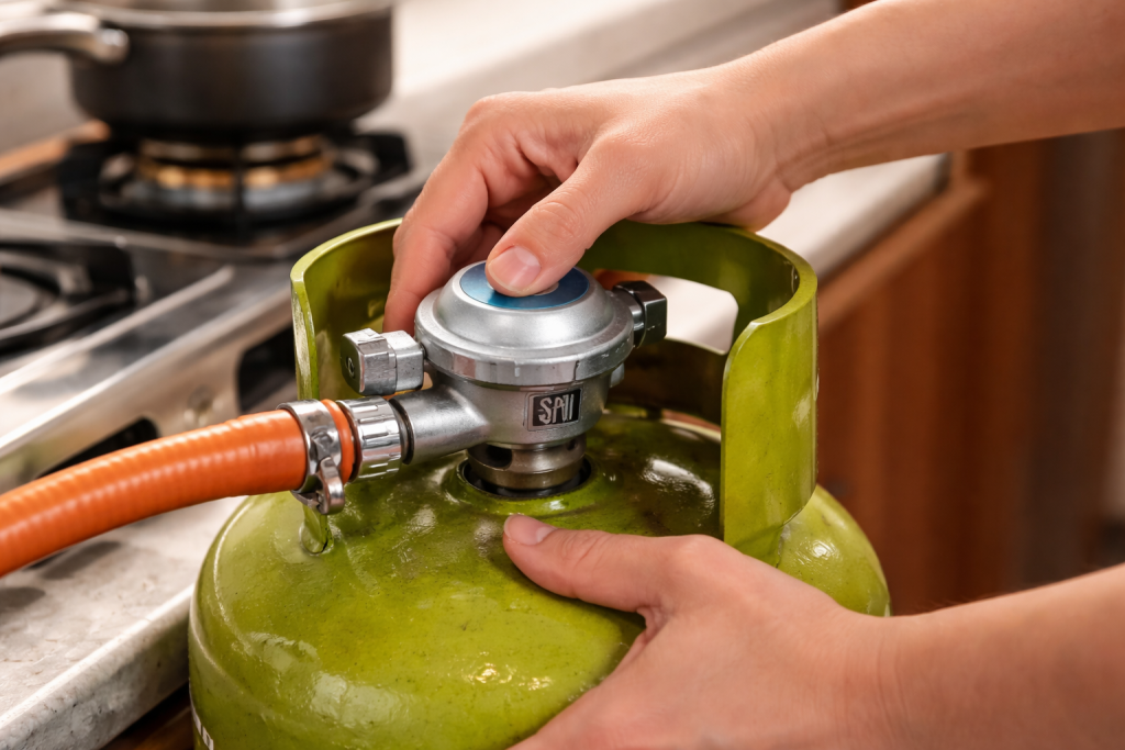 Panduan praktis memasang gas elpiji dengan aman di rumah. Mulai dari pengecekan tabung, pemasangan regulator, hingga cara mendeteksi kebocoran secara sederhana.